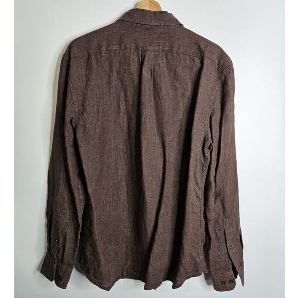 Banana Republic Button Up Shirt Mens M Brown 100% Linen Relaxed Travel Vacation - Picture 3 of 7